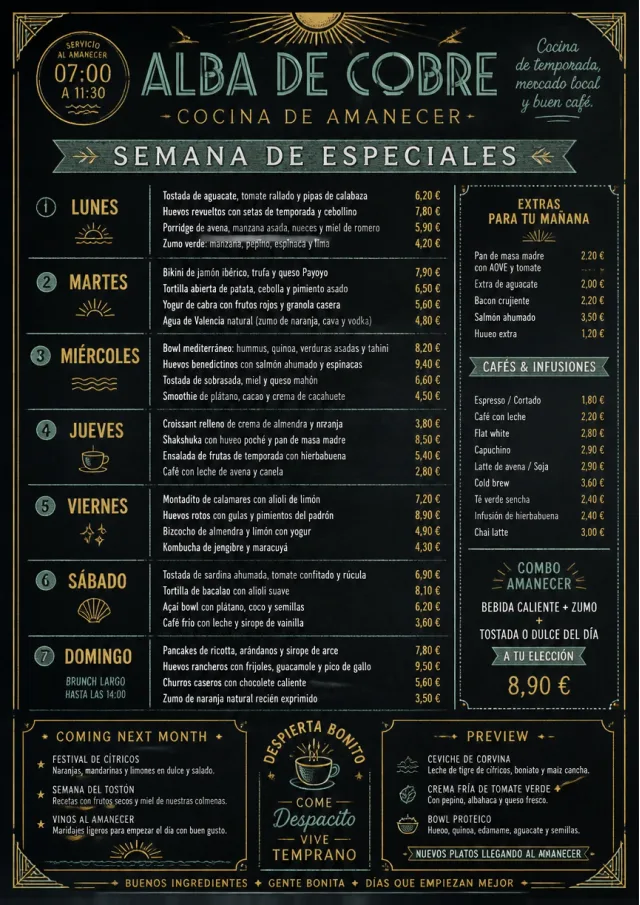 Chalkboard Specials Week monthly-menu menu template preview
