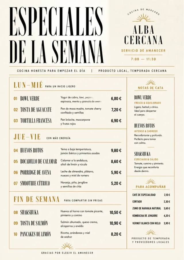 Weekly Board Clean monthly-menu menu template preview