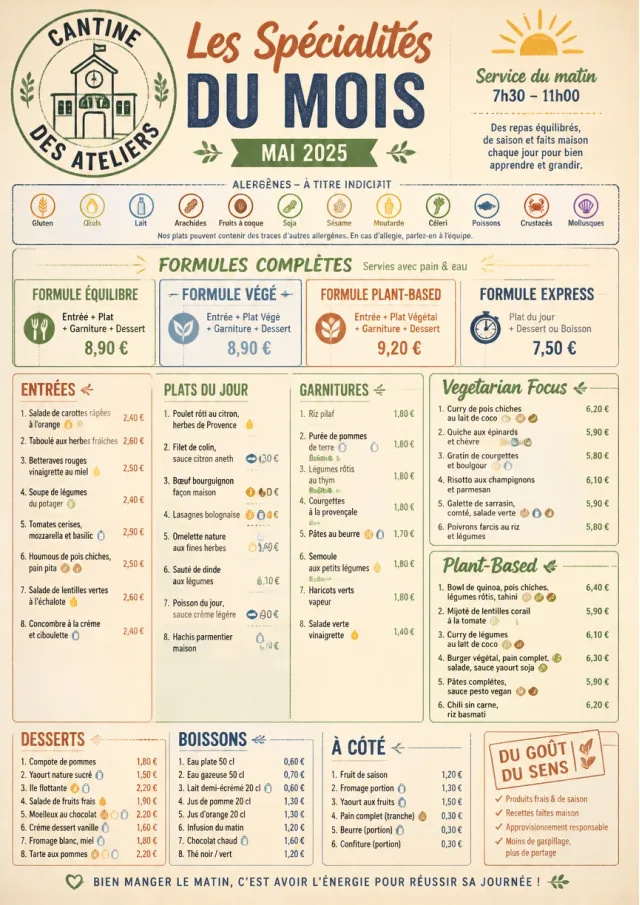 School Canteen monthly-menu menu template preview