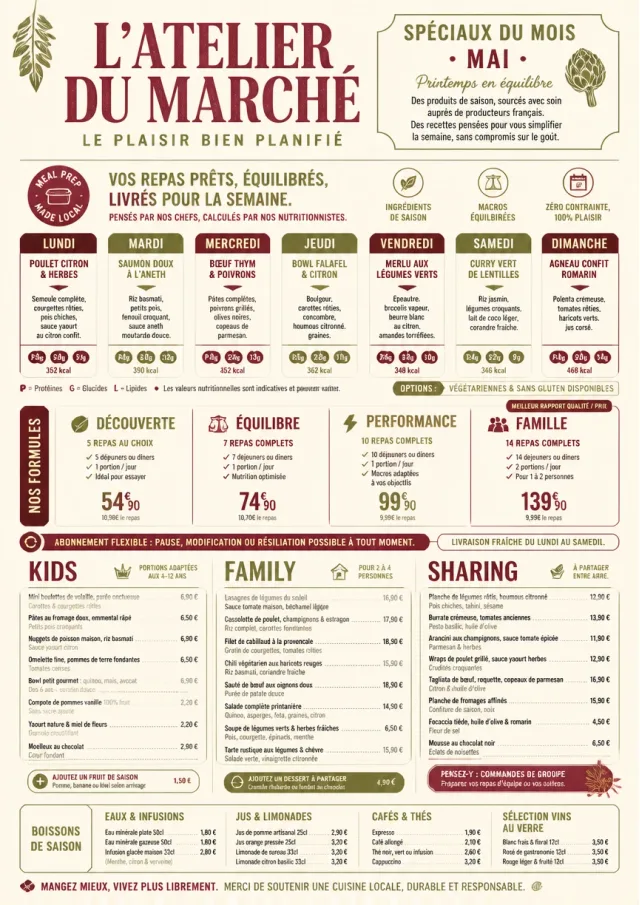Meal Prep Box monthly-menu menu template preview