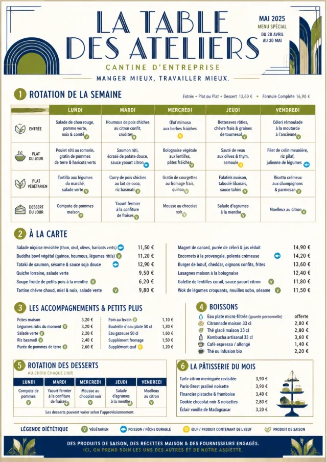 Corporate Canteen monthly-menu menu template preview