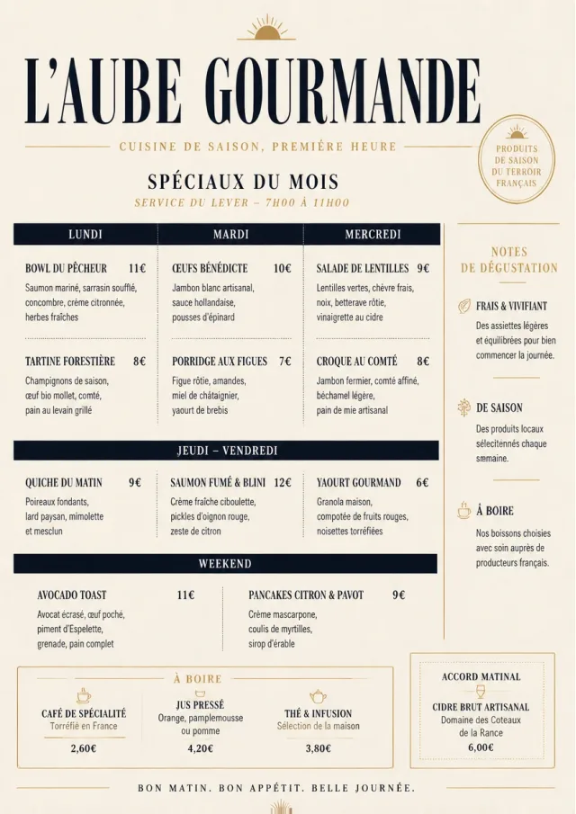 Weekly Board Clean monthly-menu menu template preview
