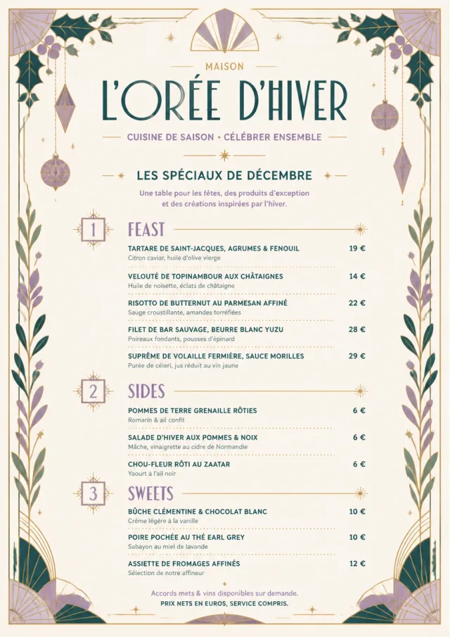 Holiday Table Card monthly-menu menu template preview
