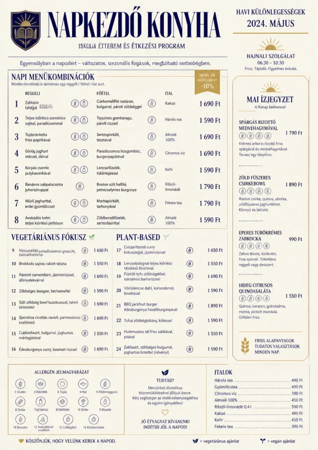 School Canteen monthly-menu menu template preview