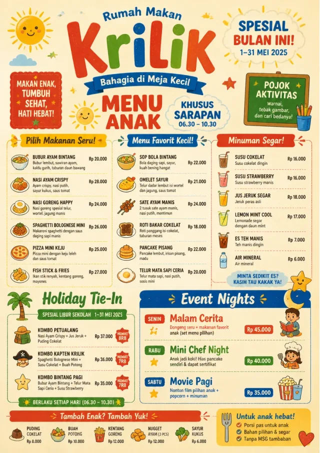 Kids Playful monthly-menu menu template preview