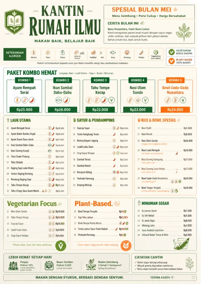 School Canteen monthly-menu menu template preview