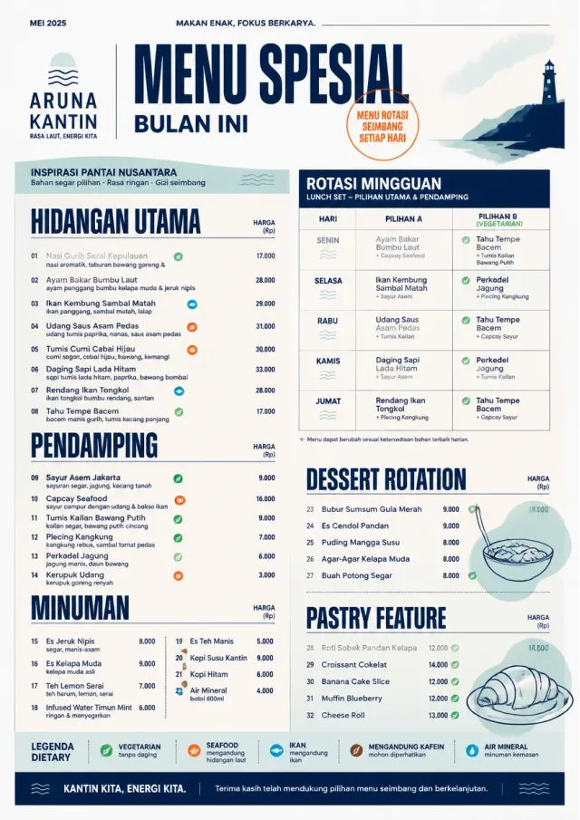 Corporate Canteen monthly-menu menu template preview