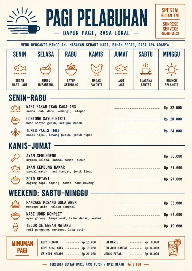 Weekly Board Clean monthly-menu menu template preview