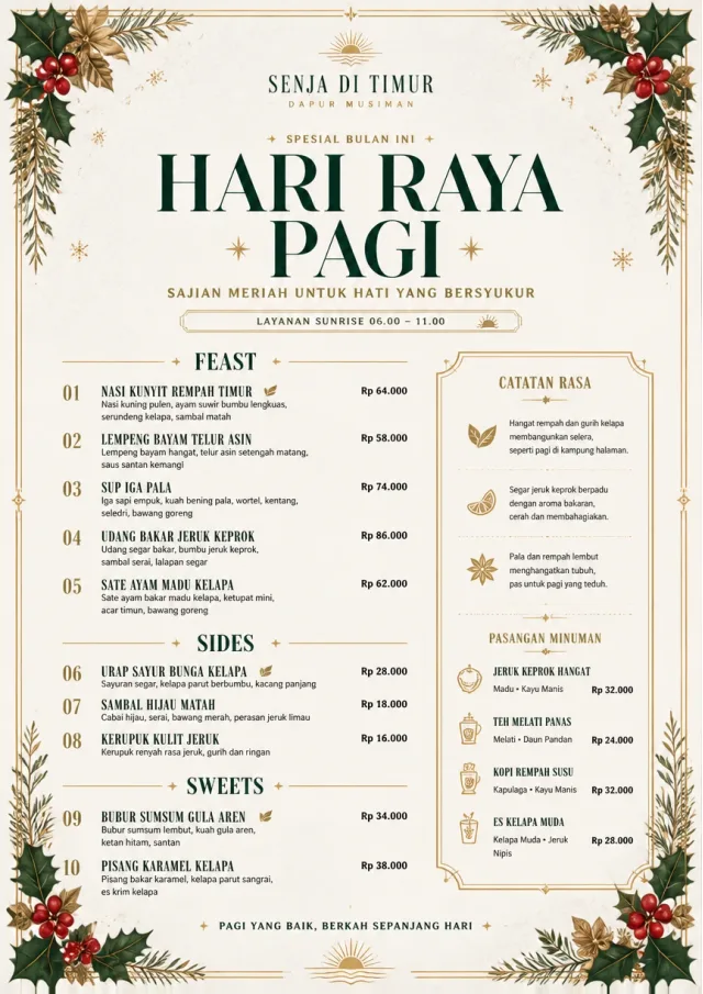 Holiday Table Card monthly-menu menu template preview