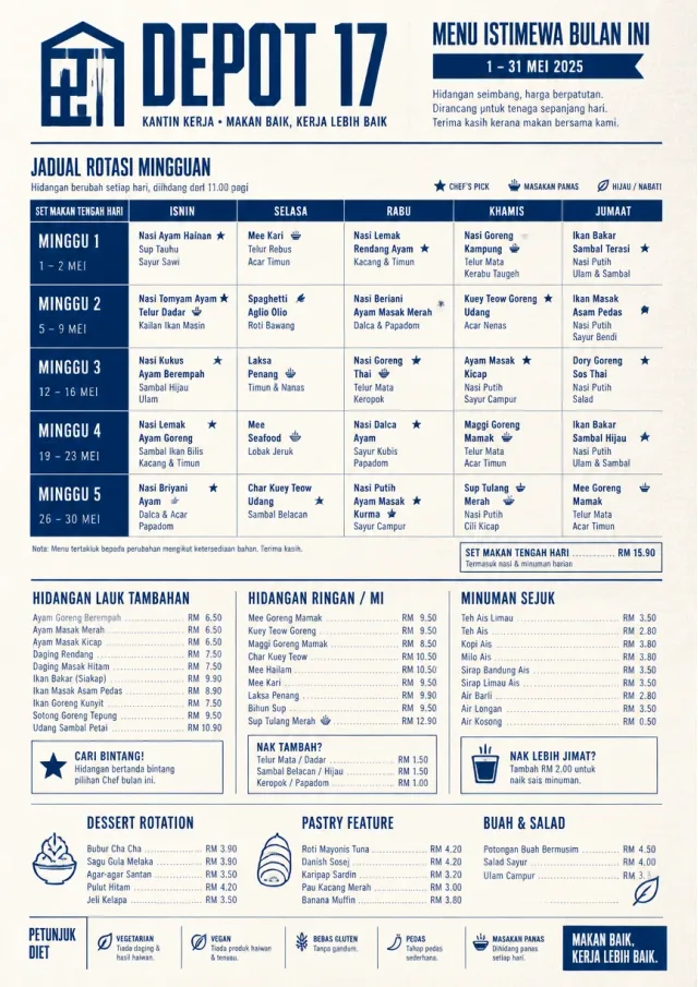 Corporate Canteen monthly-menu menu template preview