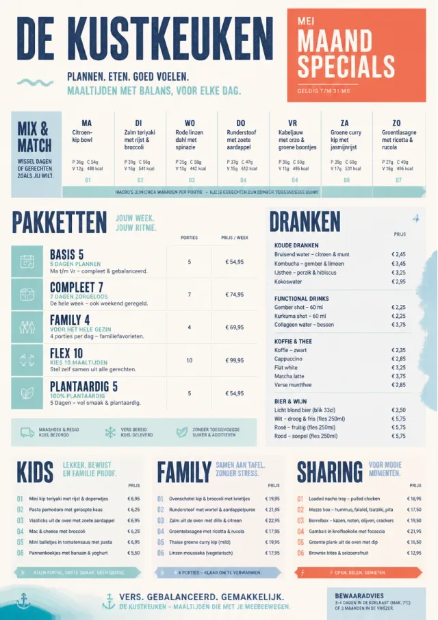 Meal Prep Box monthly-menu menu template preview