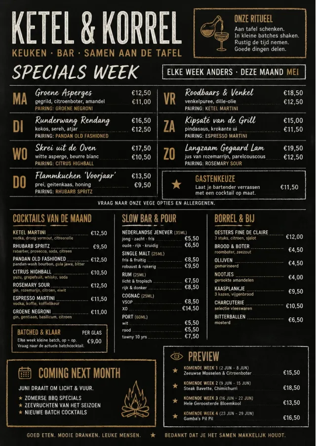 Chalkboard Specials Week monthly-menu menu template preview