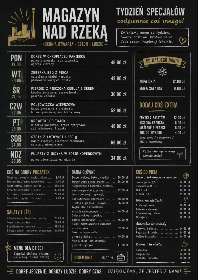 Chalkboard Specials Week monthly-menu menu template preview