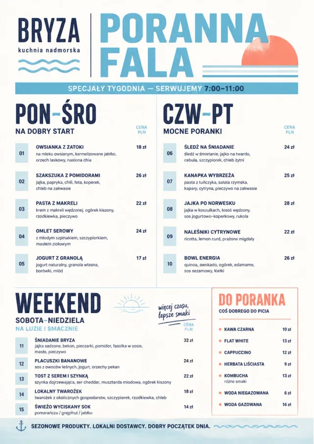 Weekly Board Clean monthly-menu menu template preview