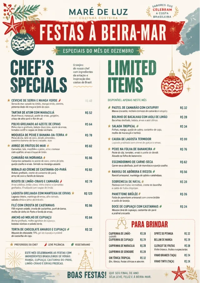 Holiday Festive monthly-menu menu template preview