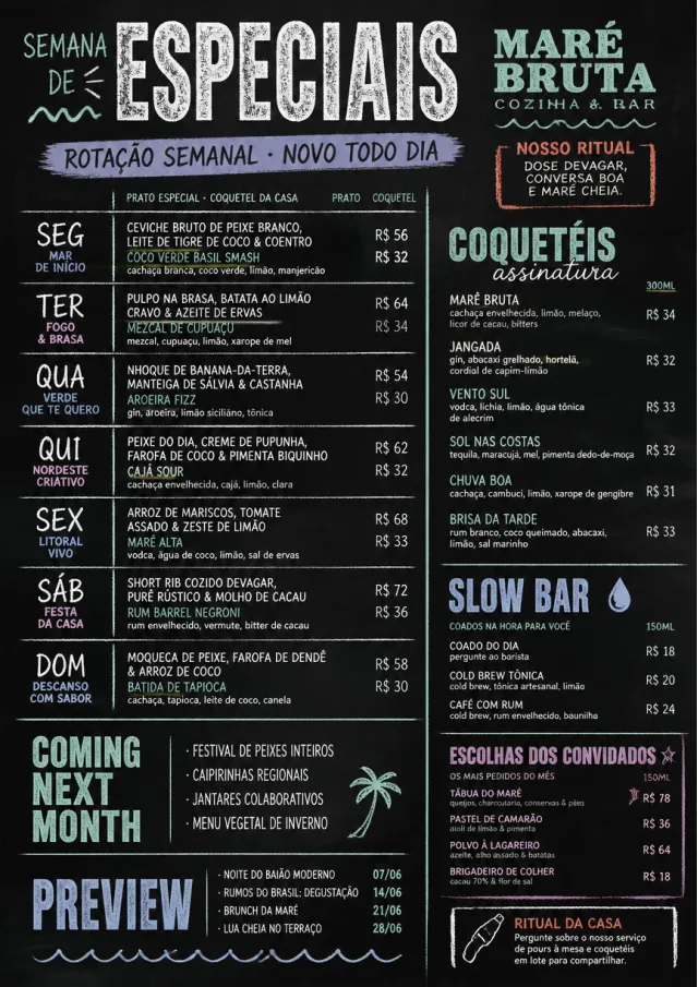 Chalkboard Specials Week monthly-menu menu template preview