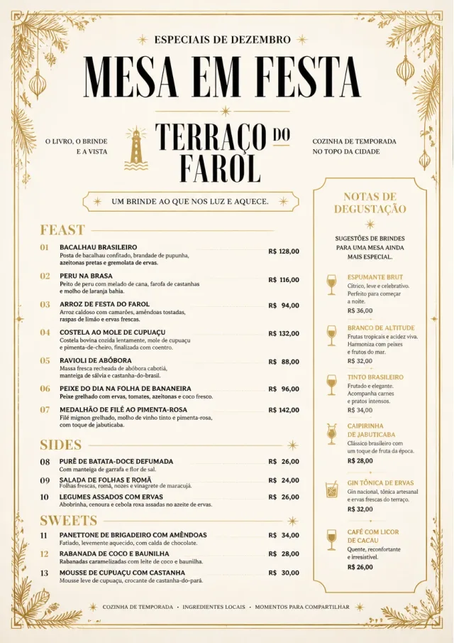 Holiday Table Card monthly-menu menu template preview
