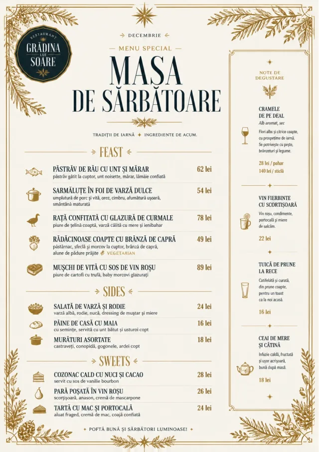 Holiday Table Card monthly-menu menu template preview