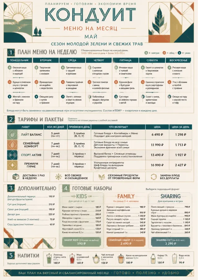 Meal Prep Box monthly-menu menu template preview