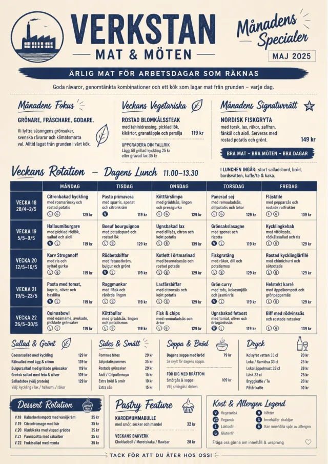 Corporate Canteen monthly-menu menu template preview