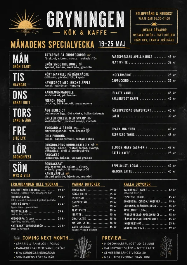Chalkboard Specials Week monthly-menu menu template preview