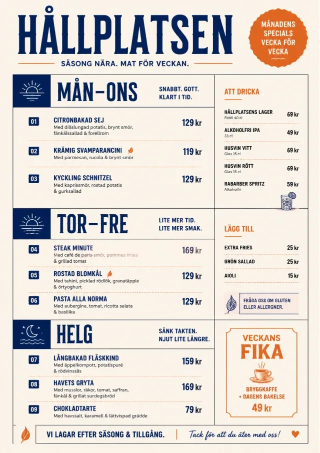 Weekly Board Clean monthly-menu menu template preview
