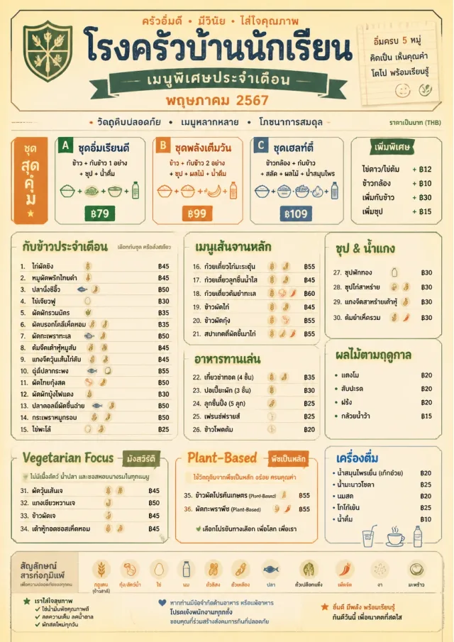 School Canteen monthly-menu menu template preview