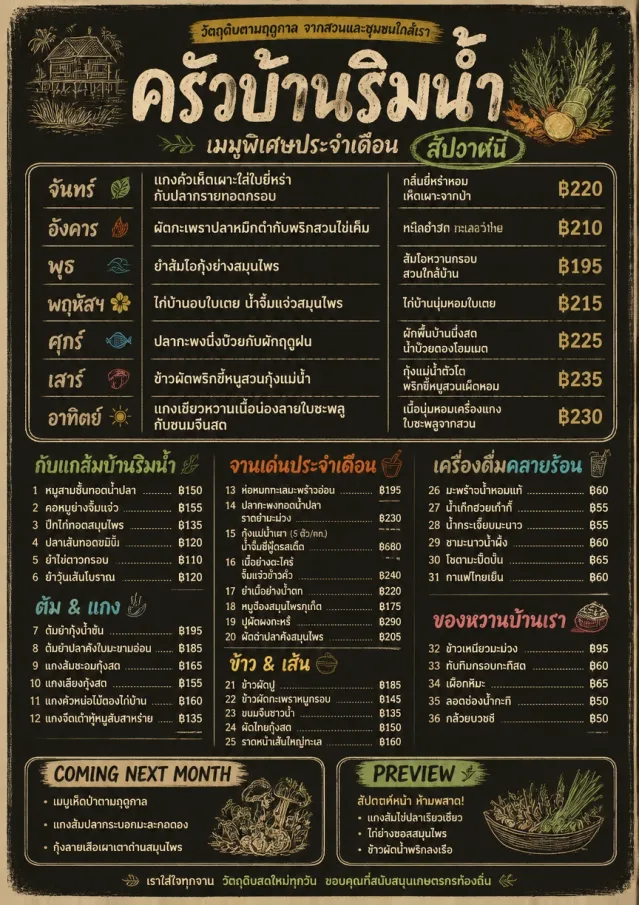 Chalkboard Specials Week monthly-menu menu template preview