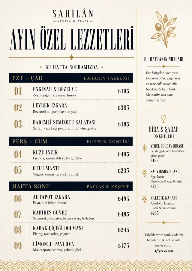 Weekly Board Clean monthly-menu menu template preview