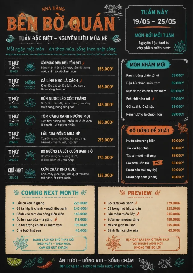 Chalkboard Specials Week monthly-menu menu template preview