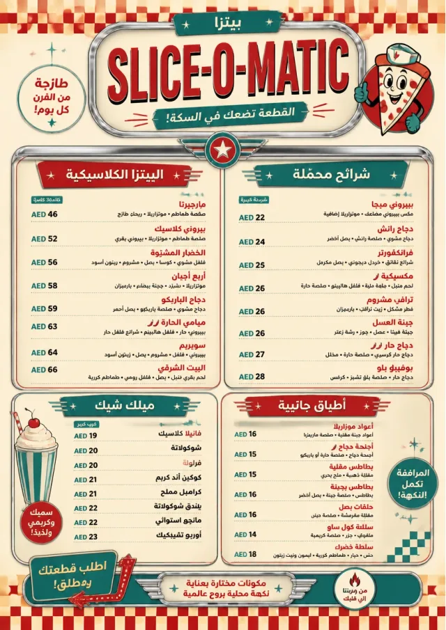 American Diner Retro pizza-menu menu template preview