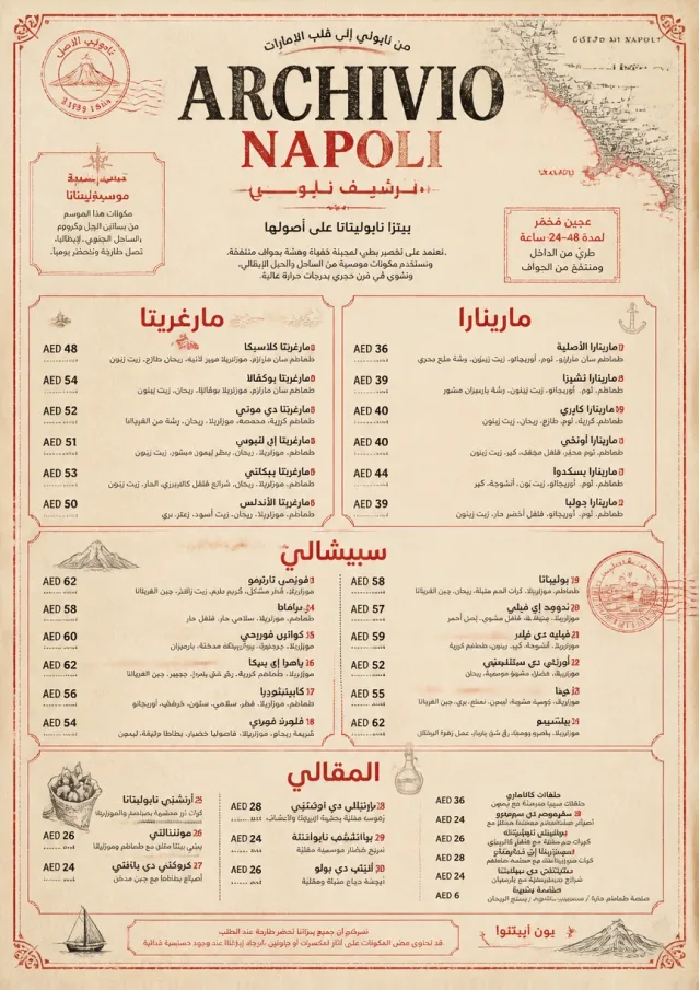 Neapolitan Archive pizza-menu menu template preview
