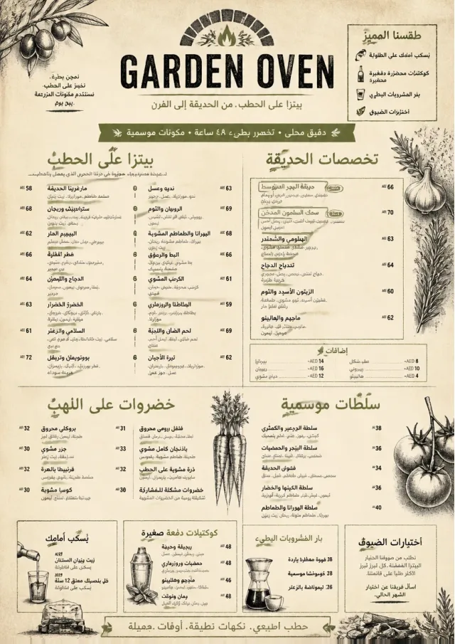 Woodfire Garden pizza-menu menu template preview