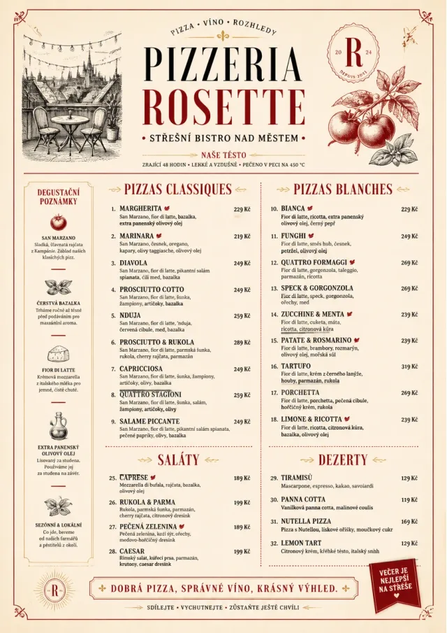 Parisian Bistro pizza-menu menu template preview