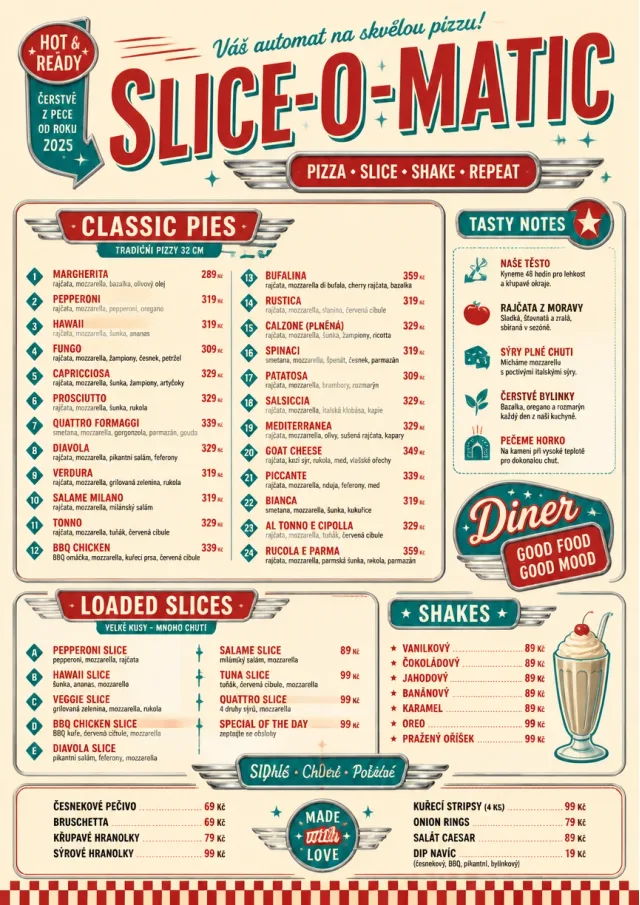 American Diner Retro pizza-menu menu template preview