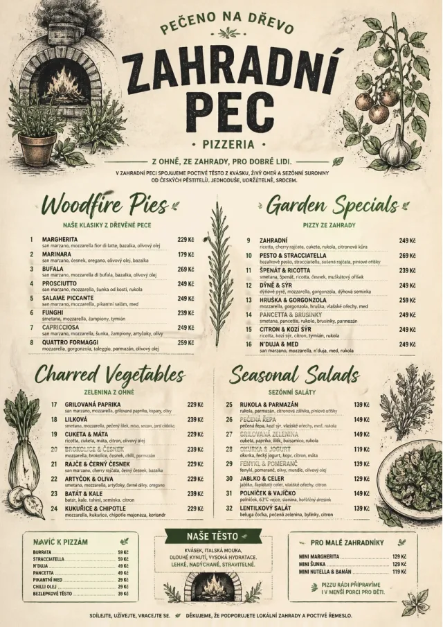 Woodfire Garden pizza-menu menu template preview