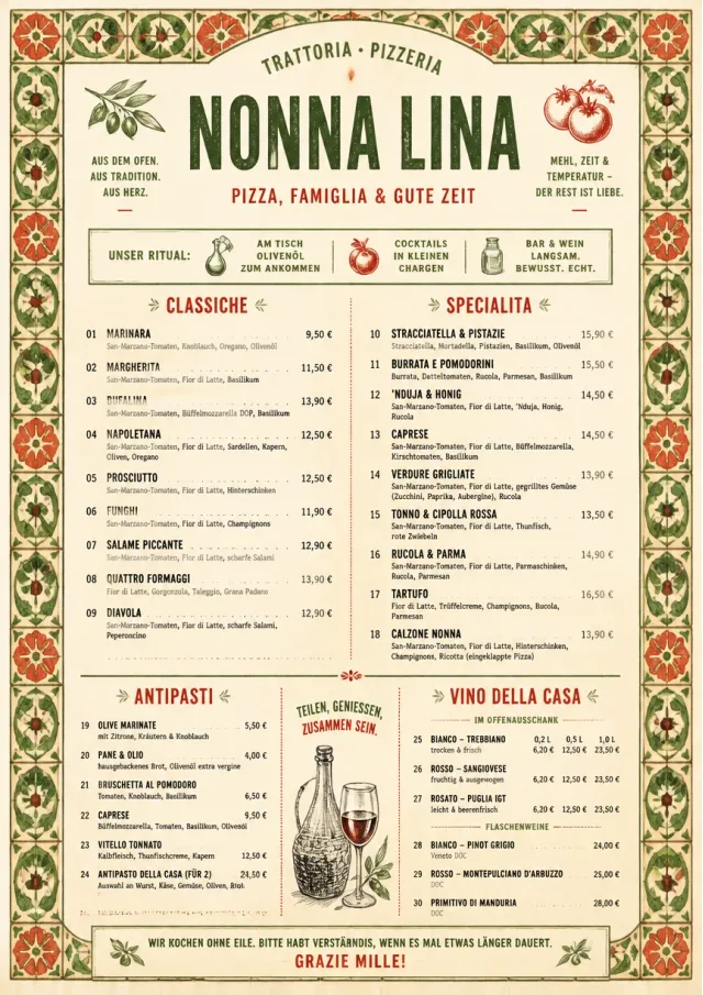 rustic trattoria pizza-menu menu template preview