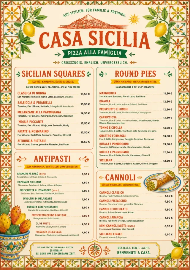 sicilian family table pizza-menu menu template preview