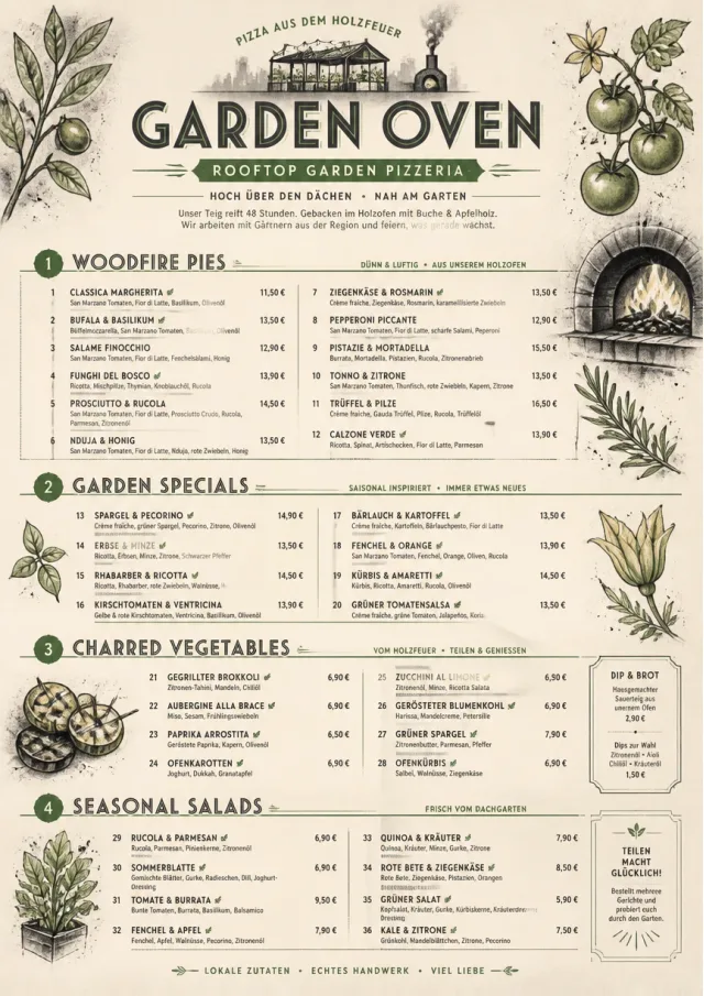 woodfire garden pizza-menu menu template preview