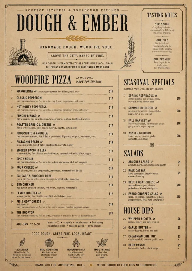 craft artisan pizza-menu menu template preview