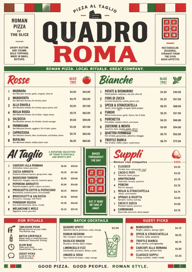 roman al taglio pizza-menu menu template preview