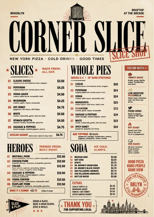 brooklyn slice shop pizza-menu menu template preview