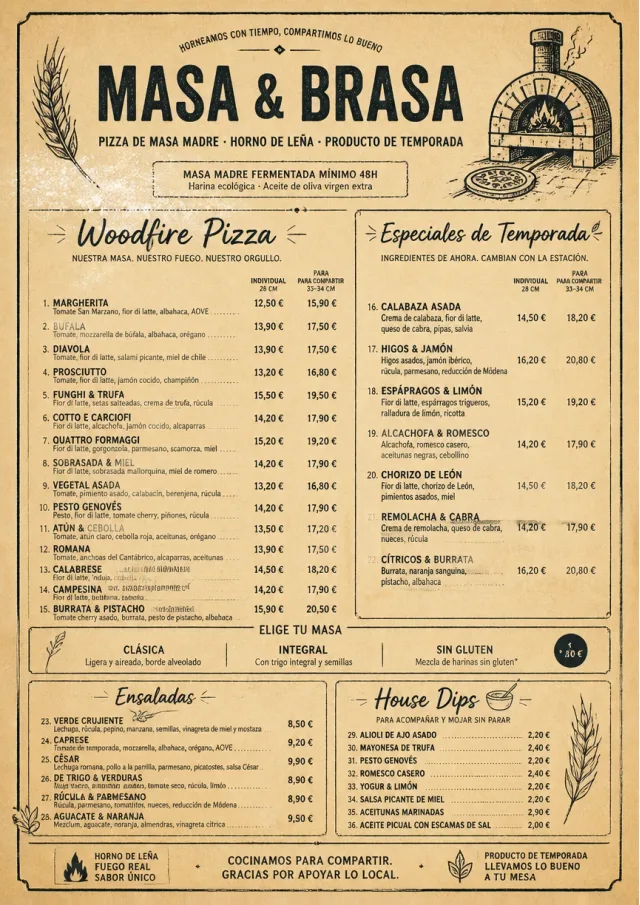 craft artisan pizza-menu menu template preview