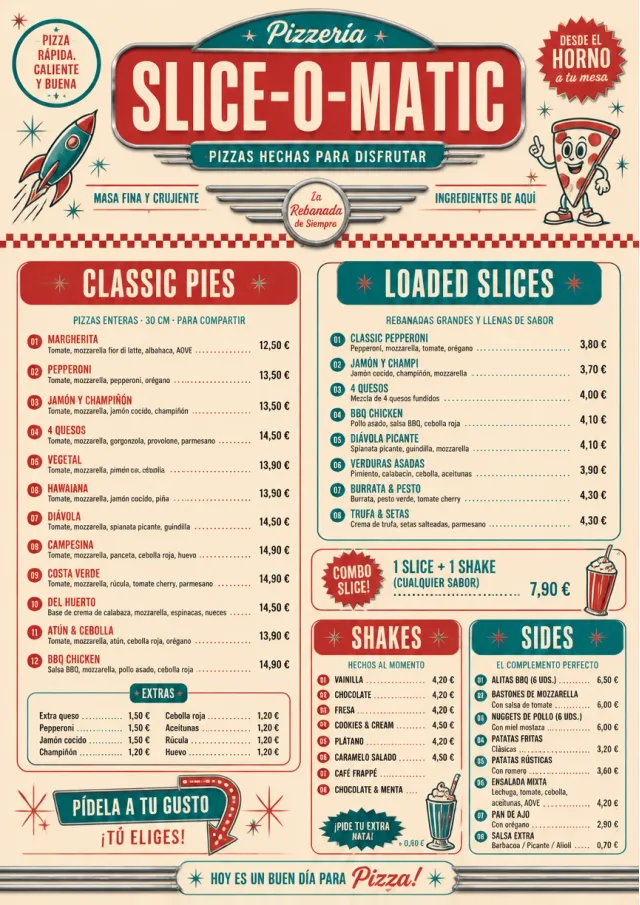american diner retro pizza-menu menu template preview