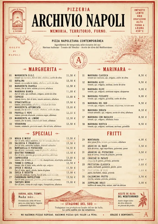neapolitan archive pizza-menu menu template preview