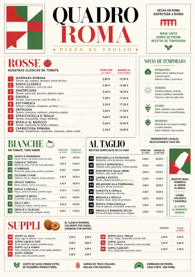roman al taglio pizza-menu menu template preview