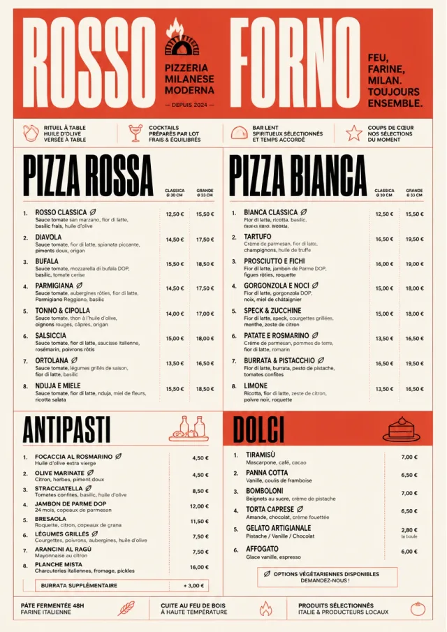 Milanese Modern pizza-menu menu template preview