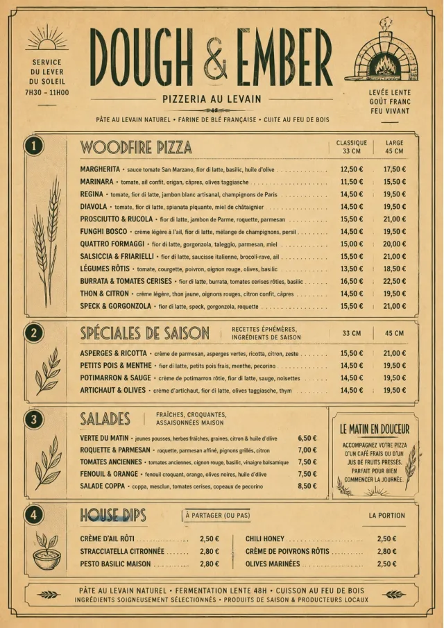 Craft Artisan pizza-menu menu template preview