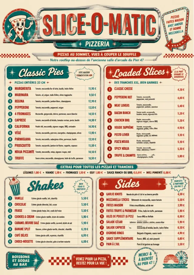 American Diner Retro pizza-menu menu template preview