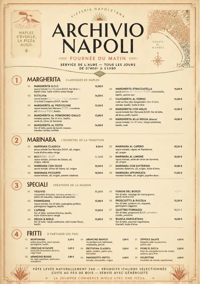 Neapolitan Archive pizza-menu menu template preview